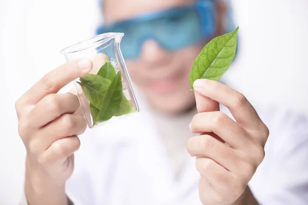 Jovem Cientista Biotecnológico Químico Que Trabalha Laboratório — Fotografia de Stock