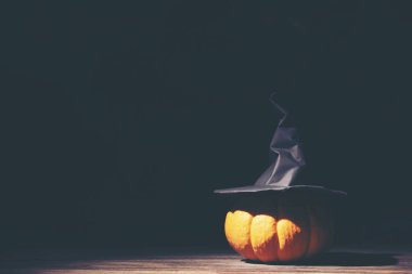 Cadılar Bayramı tatil arka plan, Taze kabak, sanat, el sanatları, metin için yer