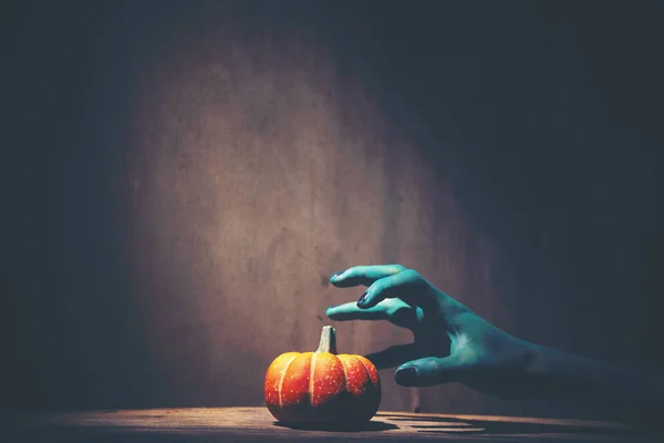 Fundo Arte Conceito Halloween Com Abóbora — Fotografia de Stock