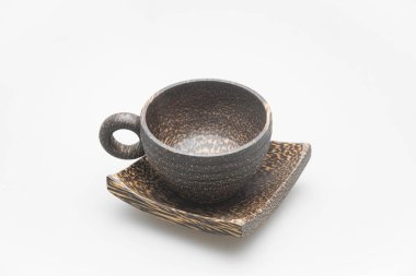 ahşap bardak beyaz izole