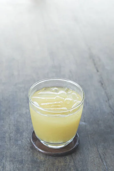 Orangensaft Auf Holztisch Sanfter Vintage Ton — Stockfoto