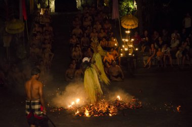 BALI, INDONESIA SEPTEMBER 27, 2015: Traditional dance Legong and Barong is performed by local professional actors in Ubud Palace