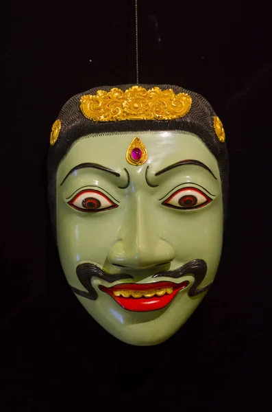 Maschera Tradizionale Balinese Sfondo Nero — Foto Stock