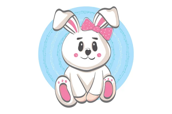 Lindo Conejo Sonriente Ilustración Vector Plano Estilo Dibujos Animados Ilustración de stock