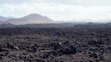 Milli Parkı Timanfaya Lanzarote volkanik adasında güzel ay peyzaj