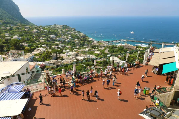 Capri Italia Luglio 2018 Veduta Aerea Piazza Capri Piazzetta Con — Foto Stock