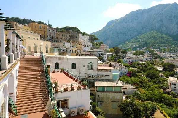 Incredibile Vista Panoramica Capri Con Scalinata Funicolare Capri Island Italia — Foto Stock