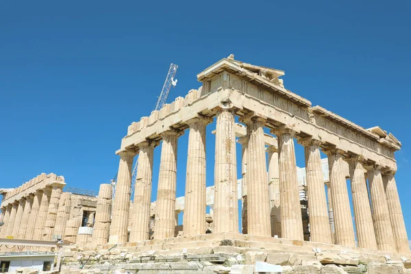 Temple Parthénon Rénovation Sur Acropole Athènes Grèce — Photo