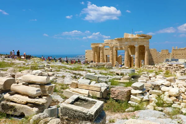 Atenas Grecia Julio 2018 Hermosa Vista Las Ruinas Colina Acrópolis — Foto de Stock