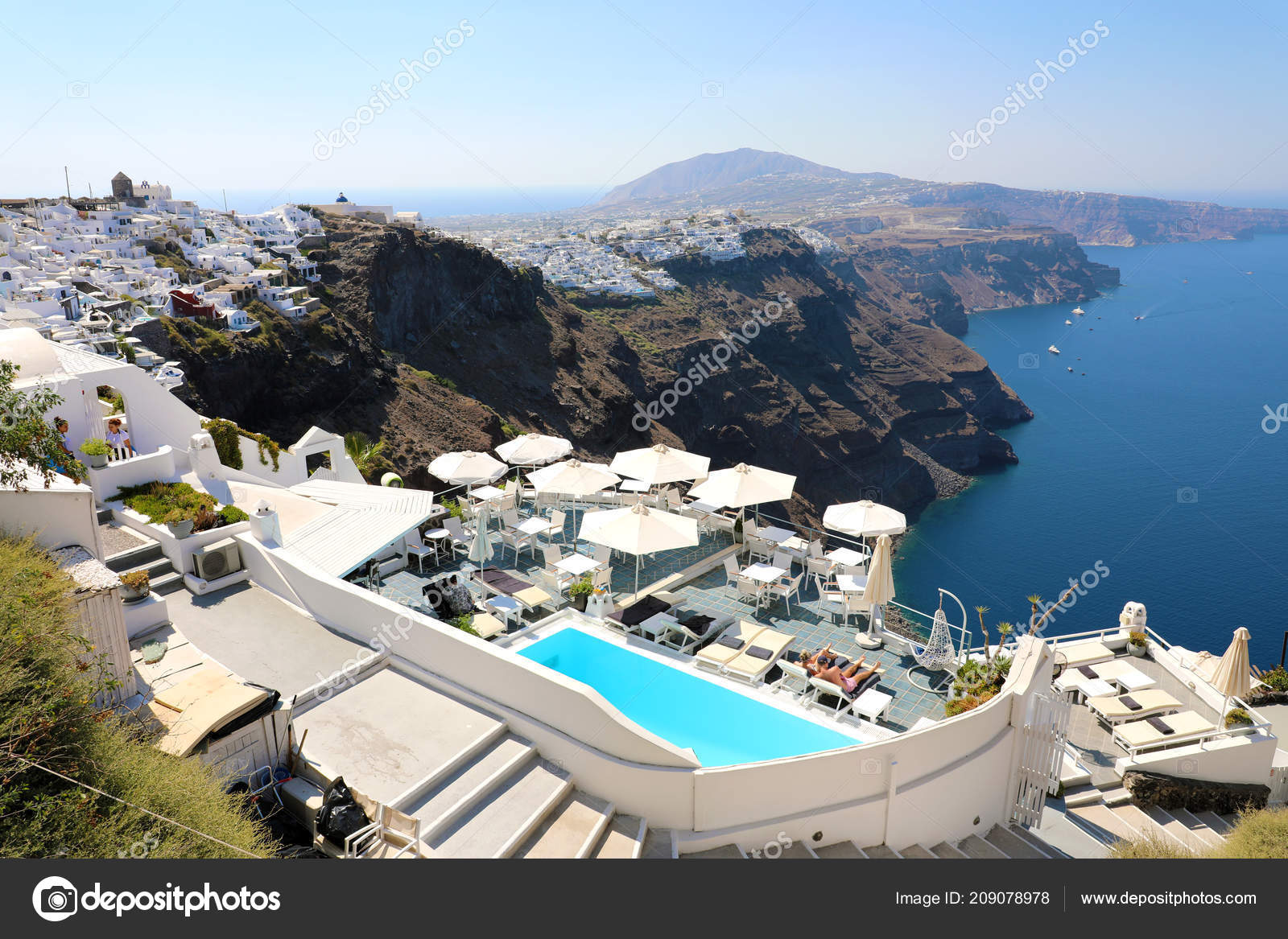 Santorini Greece July 2018 Sunny Morning View Santorini - 