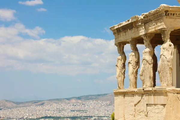 Porch World Famous Caryatids Erechtheion Acropolis Hill Atenas Grécia — Fotografia de Stock