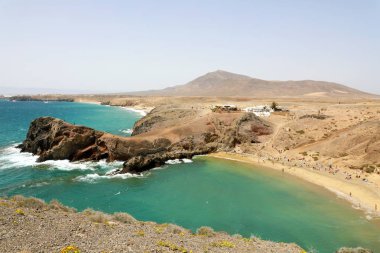 Playa Papagayo, vahşi paradisiacal beach Lanzarote Adası, İspanya