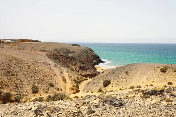 Prachtig Panoramisch Uitzicht Van Lanzarote Zandduinen Met Strand Playas Papagayo — Stockfoto