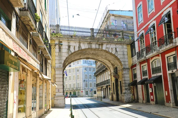 Lisboa Portugal Junho 2018 Rua Paulo Com Portão Viaduto Com — Fotografia de Stock