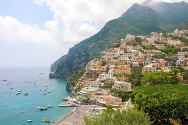 Panoramik Positano village, Amalfi Coast, İtalya