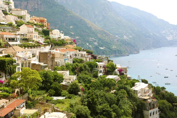 Panorámás Kilátás Nyílik Falu Positano Amalfi Coast Olaszország — Stock Fotó