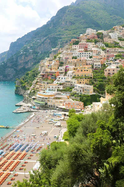 Panorámás Kilátás Nyílik Falu Positano Amalfi Coast Olaszország — Stock Fotó