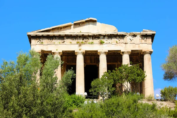 Όμορφη Θέα Ναό Του Ηφαίστου Στην Αρχαία Αγορά Της Αθήνας — Φωτογραφία Αρχείου