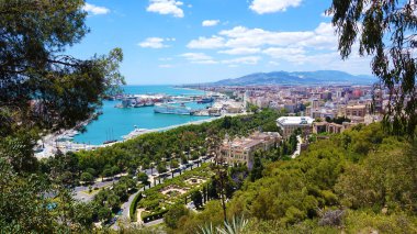 Malaga şehir, Endülüs, İspanya, Avrupa'nın panoramik görünümü şaşırtıcı