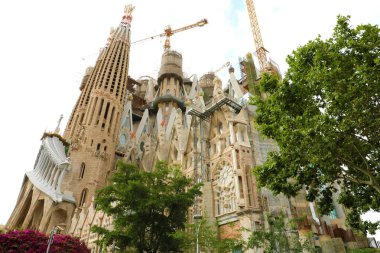 BARCELONA, SPAIN - JULY 12, 2018: The Basilica i Temple Expiatori de la Sagrada Familia, Barcelona, Catalonia, Spain