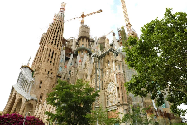 BARCELONA, SPAIN - JULY 12, 2018: The Basilica i Temple Expiatori de la Sagrada Familia, Barcelona, Catalonia, Spain