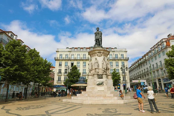 Lisboa Portugal Junho 2018 Vista Sobre Estátua Luiz Camões Praça — Fotografia de Stock