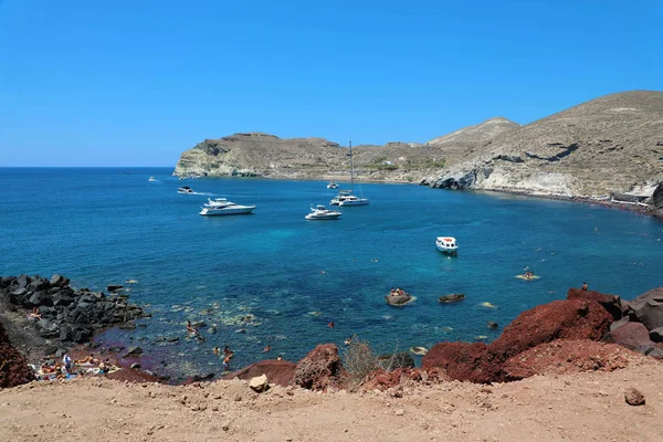 Roter Strand Santorini Kykladeninseln Griechenland Wunderschöne Sommerlandschaft Mit Einem Der — Stockfoto