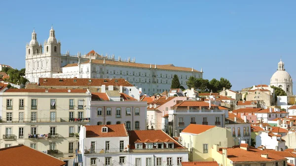 Bairro Antigo Alfama Com Mosteiro São Vicente Fora Com Cúpula — Fotografia de Stock