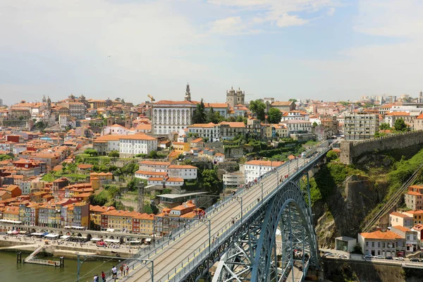 Vista Aérea Cidade Porto Com Ponte Dom Luis Portugal — Fotografia de Stock