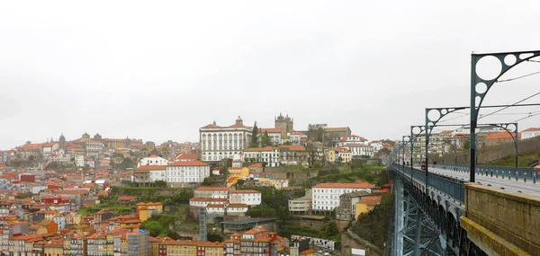 Vista Panorâmica Centro Porto Com Ponte Dom Luis Sobre Rio — Fotografia de Stock