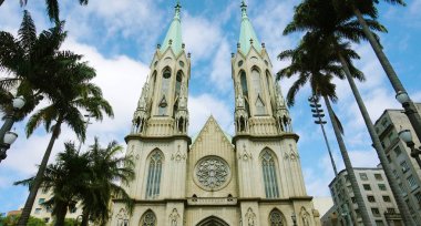 Sao Paulo, Brezilya'daki Se Katedrali'nin muhteşem manzarası