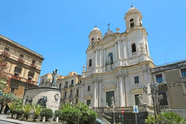 Catania Piazza San Francesco d'Assisi meydanı, Sicilya, İtalya — Stok fotoğraf