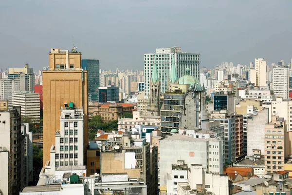 São Paulo Skyline Downtown com Catedral Brasil — Fotografia de Stock