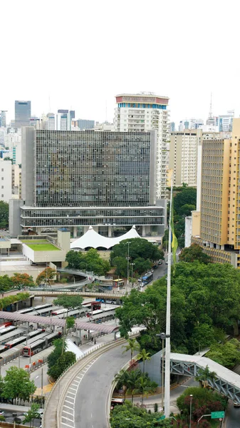 Centro da Cidade de São Paulo com Terminal Banderia, Brasil — Fotografia de Stock
