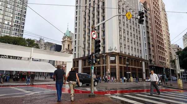 SAO PAULO, BRAZIL - MAY 16, 2019: Rua Libero Badaro street, Sao Paulo, Brazil — Stockfoto