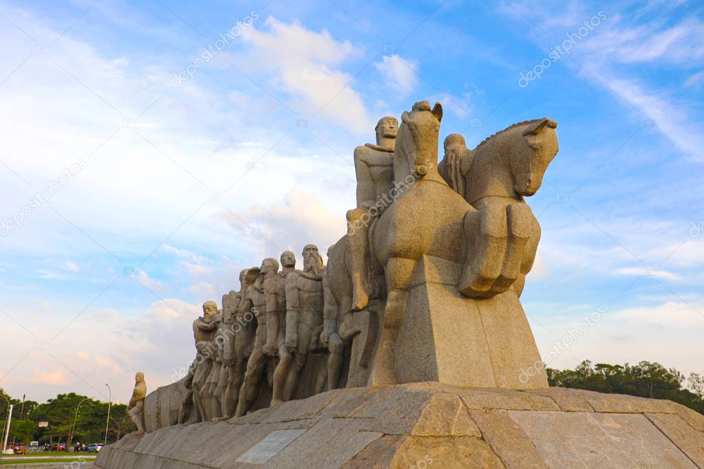 Monumento as Bandeiras (Monument to the Flags) in Ibirapuera Park, city of Sao Paulo, Brazil