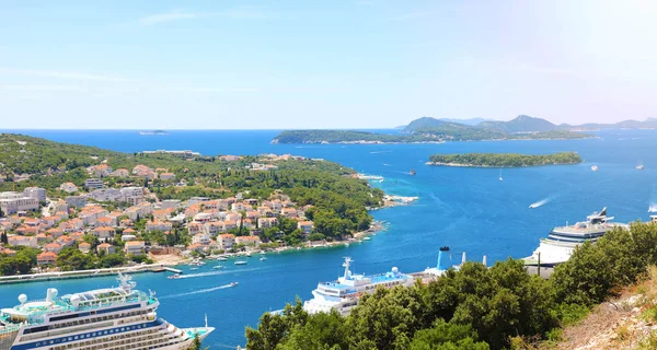 Dalmacia costa vista panorámica desde Dubrovnik, Croacia, Europa —  Fotos de Stock