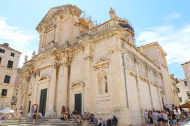 Dubrovnik, Hırvatistan - 12 Temmuz 2019: Meryem Ana Varsayımı Katedrali. Dubrovnik, Hırvatistan.