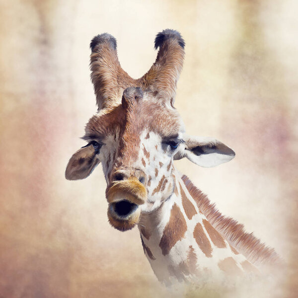 Digital painting of giraffe portrait