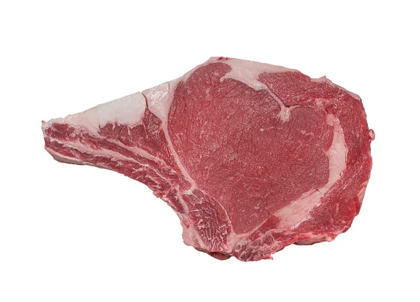 Carne Fresca Crua Ribeye Bife Isolado Sobre Fundo Branco — Fotografia de Stock