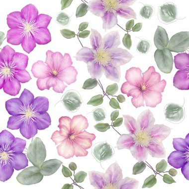 Beyaz arka planda kusursuz çiçek deseni