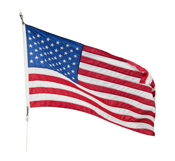 美国的国旗飘扬在孤立的白色背景 — 图库照片