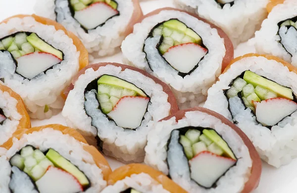 Sushi Rolls Assortment Close White Background — Stock Photo, Image