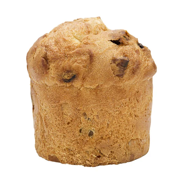 Panettone Bolo Natal Italiano Fresco Isolado Fundo Branco — Fotografia de Stock