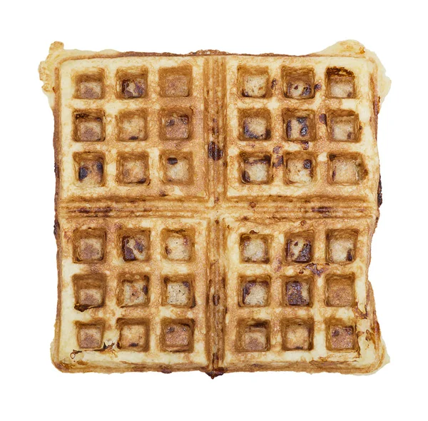 Waffle belga quadrado caseiro no fundo branco — Fotografia de Stock