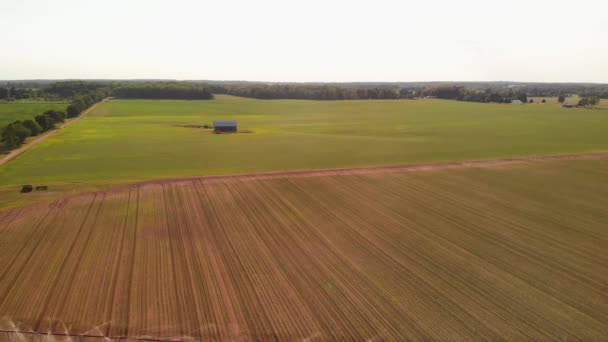 Vue Aérienne Arroseur Agricole Dans Champ Agriculture Américaine — Video