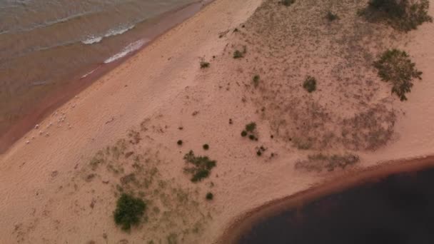 Sanddynerna Vid Lake Michigan Flygfoto Övre Halvön Michigan — Stockvideo