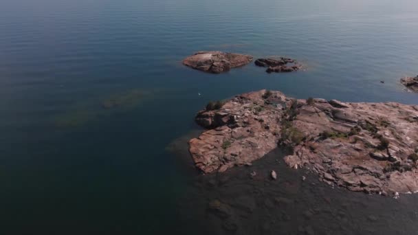 Aerial Top View Lake Superior Rocks — Stok Video