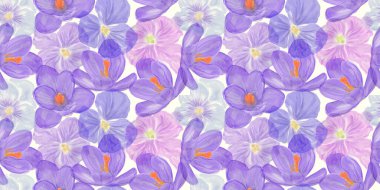 Arka plan için mavi çiçekli kusursuz çiçek tasarımı, sonsuz desen. Suluboya çizimi.