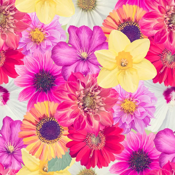 Diseño Floral Sin Costuras Con Flores Colores Para Fondo Patrón —  Fotos de Stock